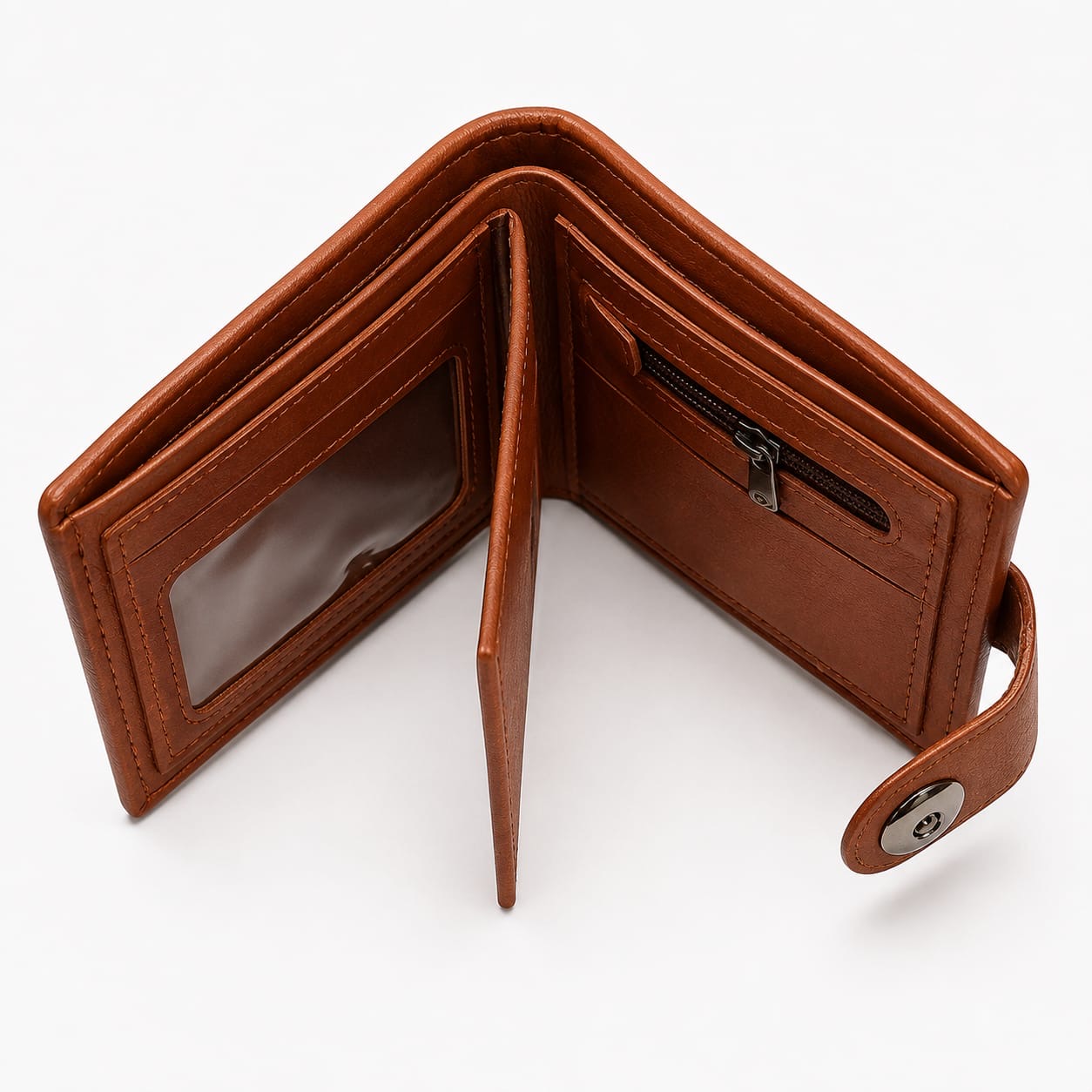 Leather men wallet with closure button