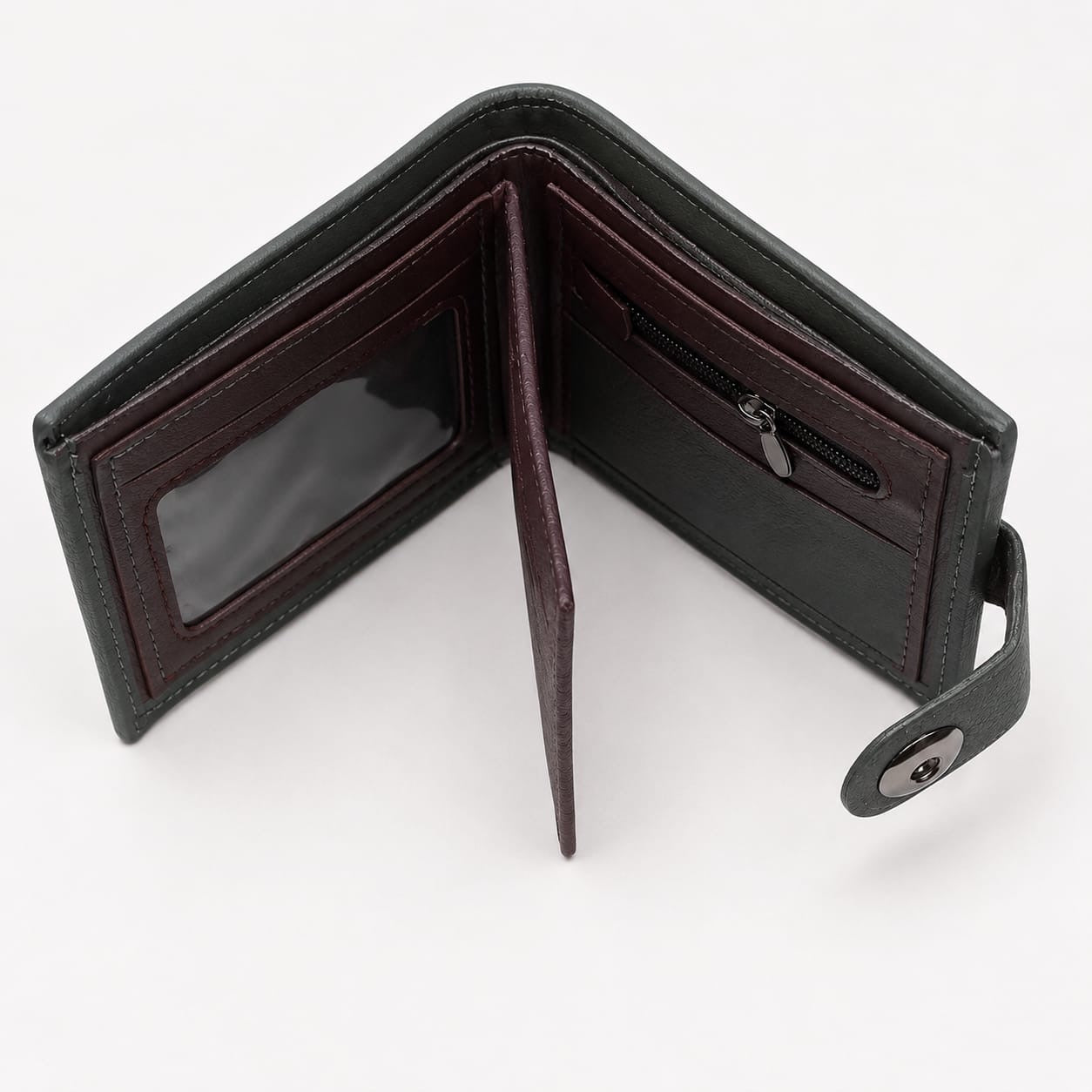 Leather men wallet with closure button