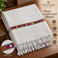 Pure Lambswool Shawl for Men - Light Grey