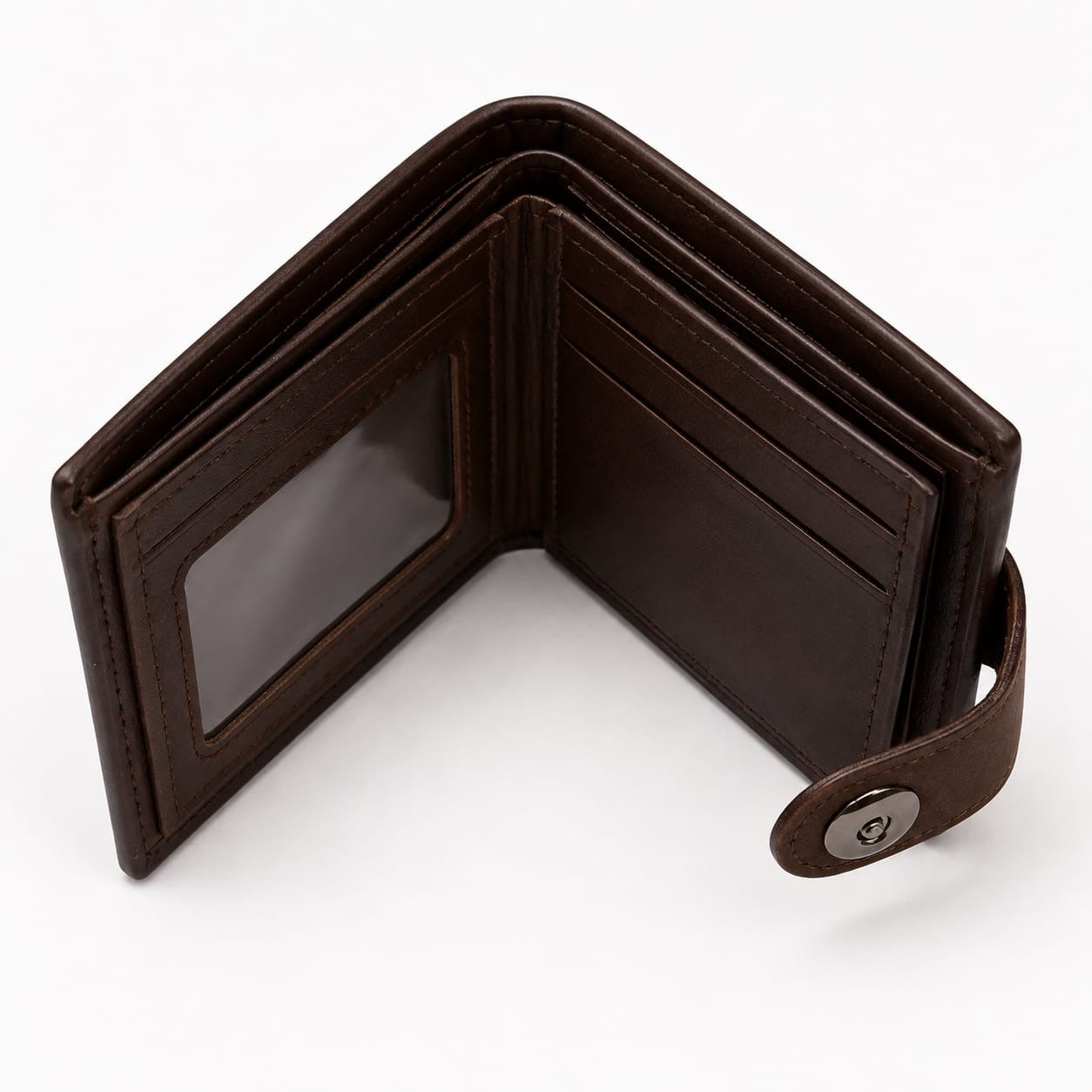 Leather men wallet with closure button