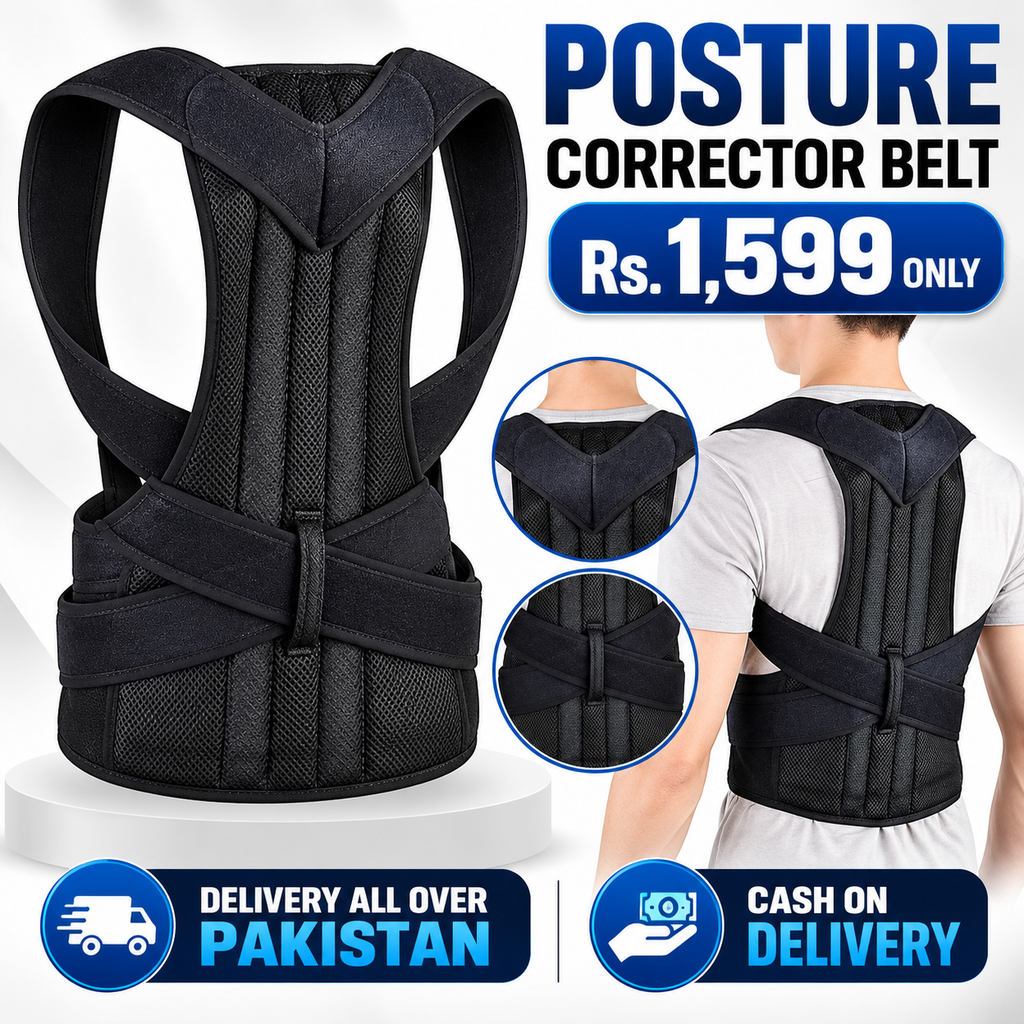 POSTURE CORRECTOR BELT FOR MEN & WOMEN – ADJUSTABLE BACK SUPPORT BELT, BLACK