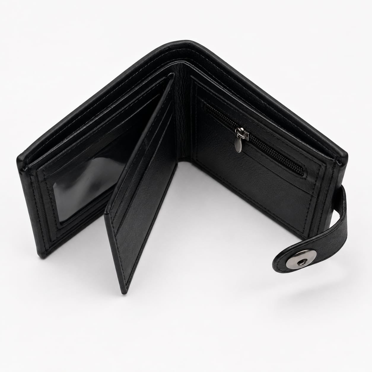 Leather men wallet with closure button