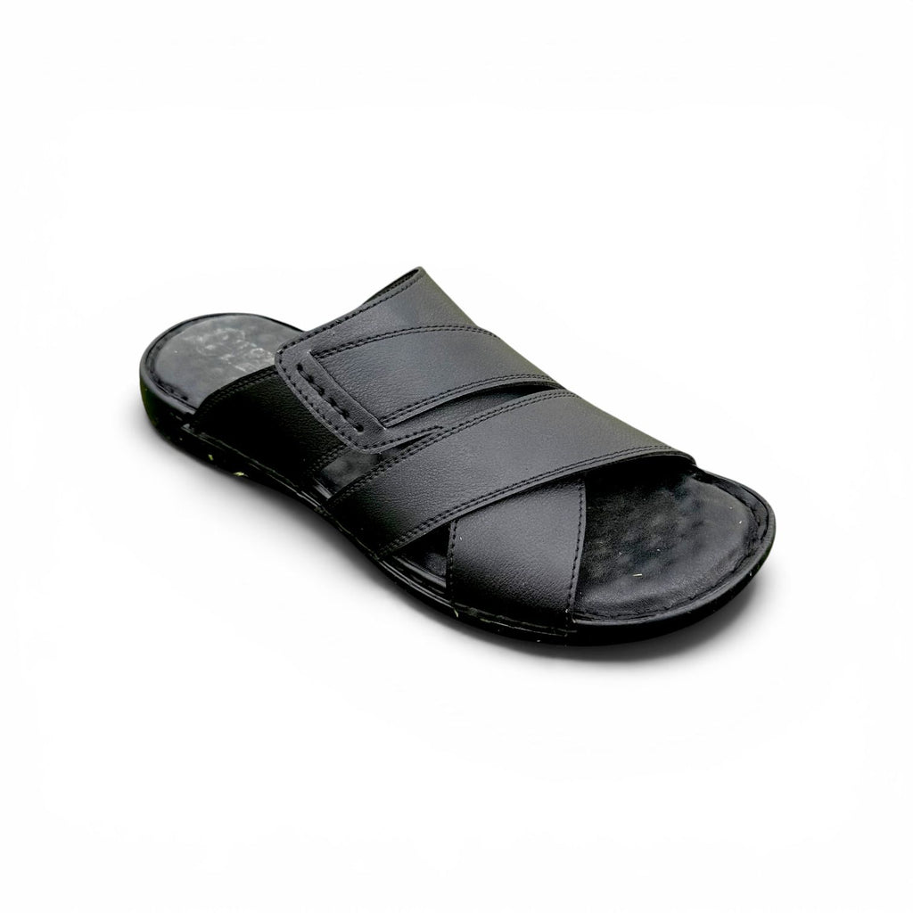 Handmade Lightweight Waterproof Black Slippers for Men - Design A1