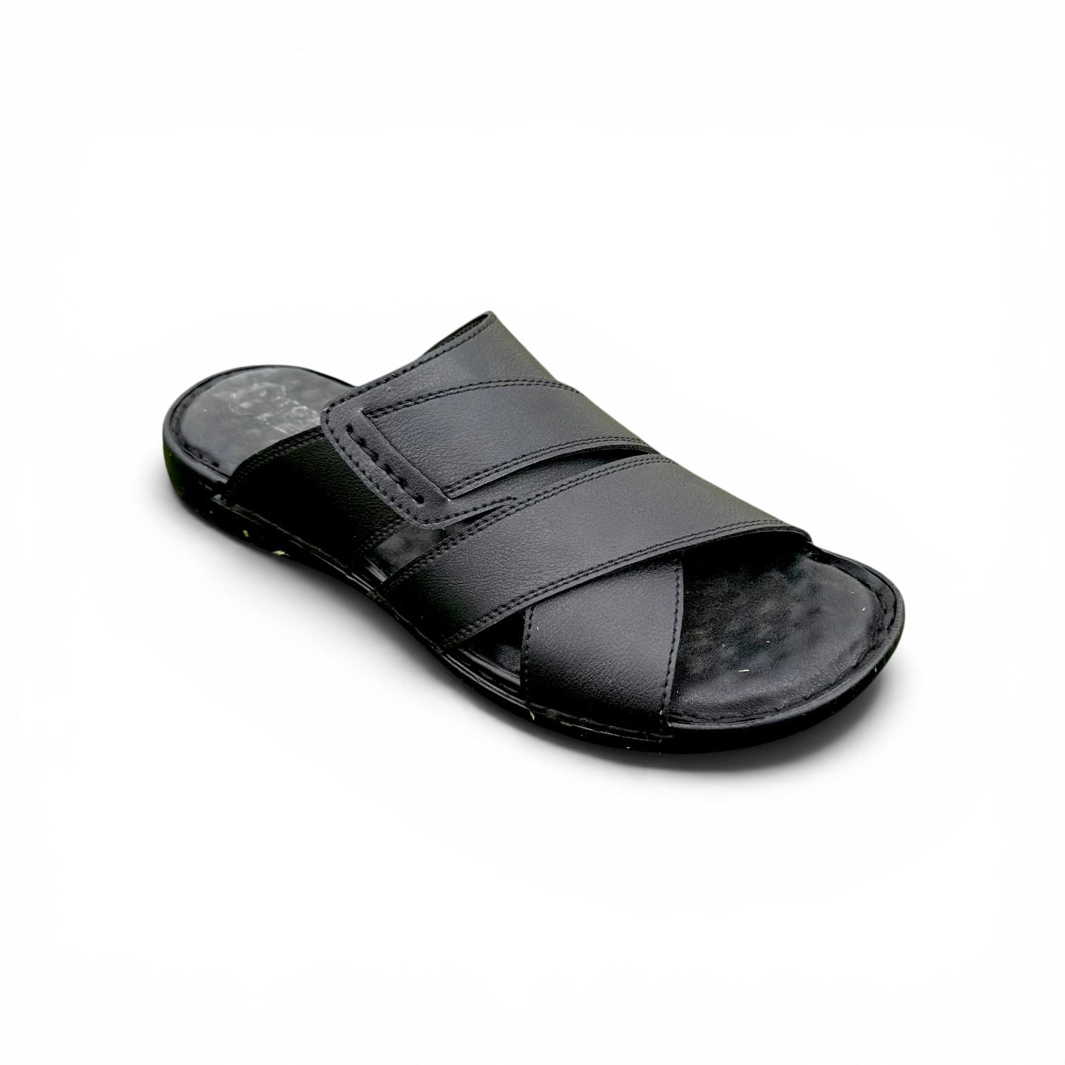 Handmade Lightweight Waterproof Black Slippers for Men - Design A1