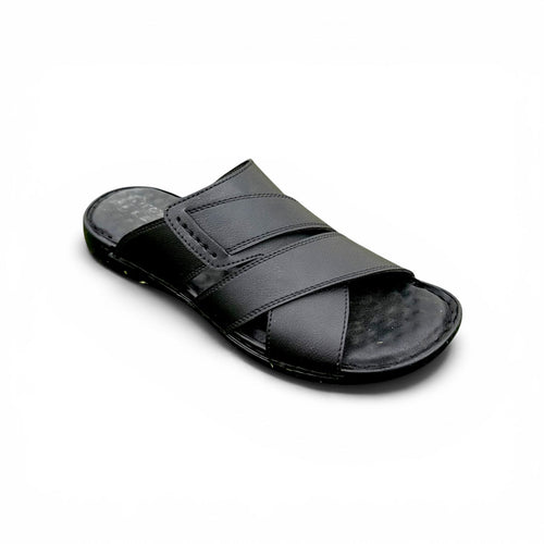Handmade Lightweight Waterproof Black Slippers for Men - Design A1
