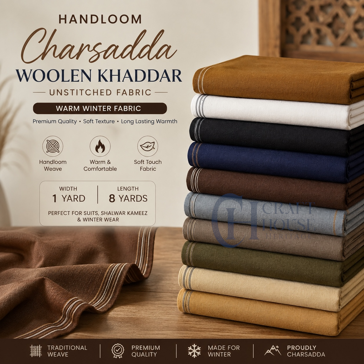 Handloom Winter Fabric for Men – Warm Unstitched Woolen Fabric