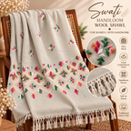 Women’s Swati Handloom Wool Shawl with Multicolor Hand Embroidery