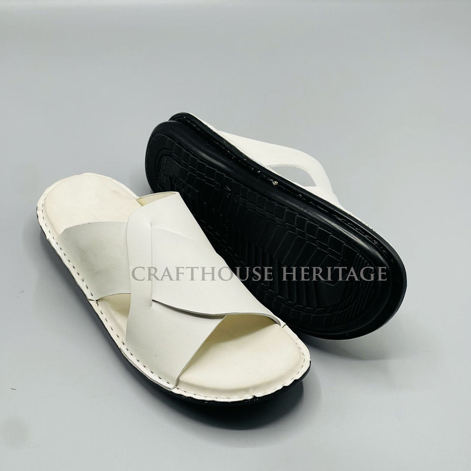 Handmade Slippers For Men - White