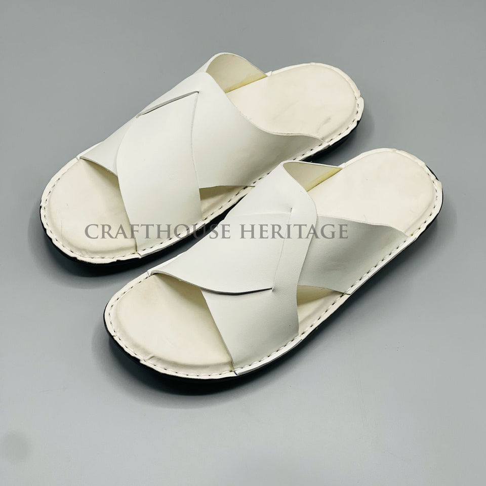 Handmade Slippers For Men - White