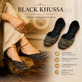 Premium Handmade Black Khussa for Women – Soft & Comfortable Traditional Footwear