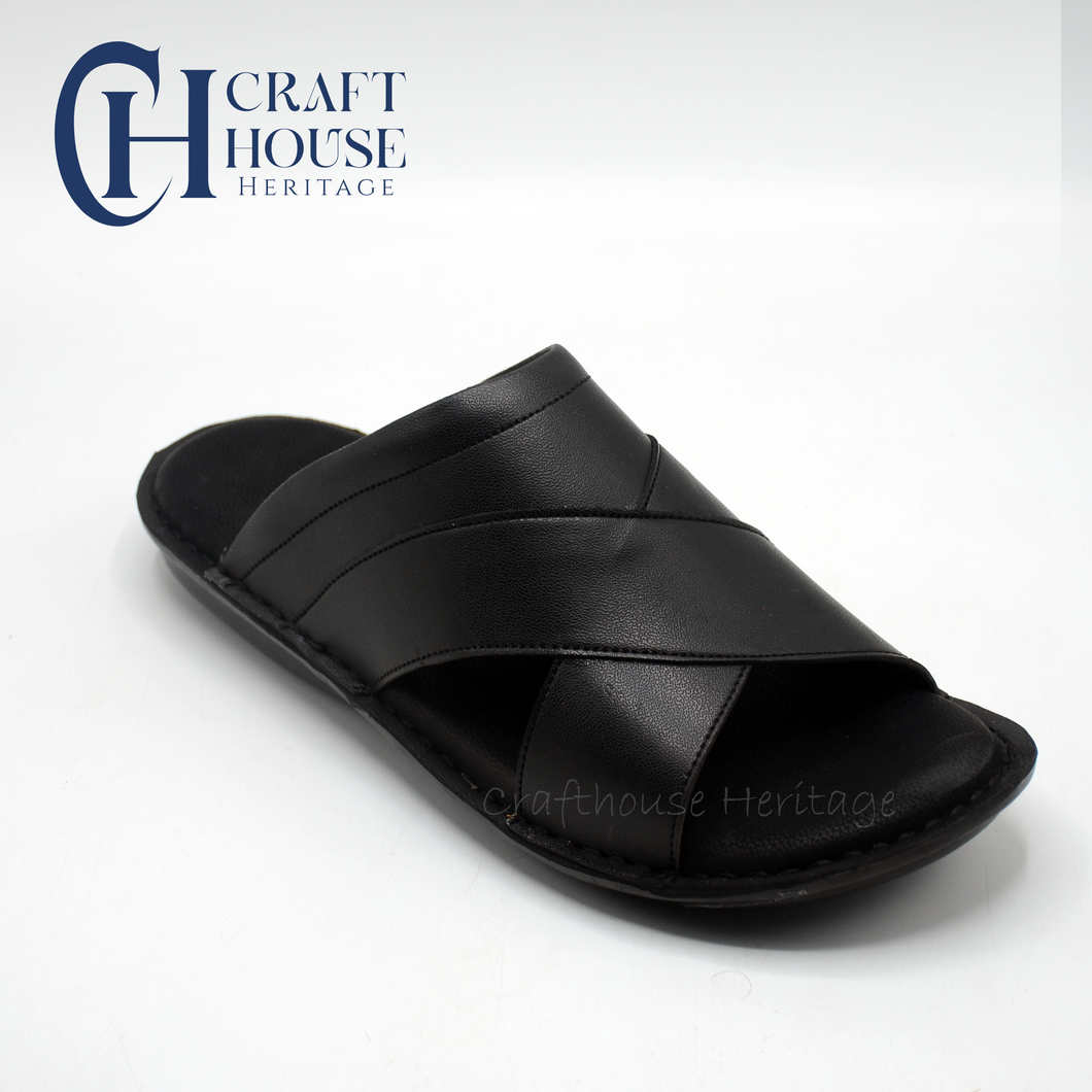 Handmade Soft Sole Slippers For Men - D3 Design Black