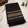 Pure wool Shawl for Men with Tri Border- Black