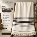 Handmade pure wool Men Shawl tri border
