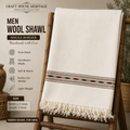 Off white warm winter shawl for men- Single border