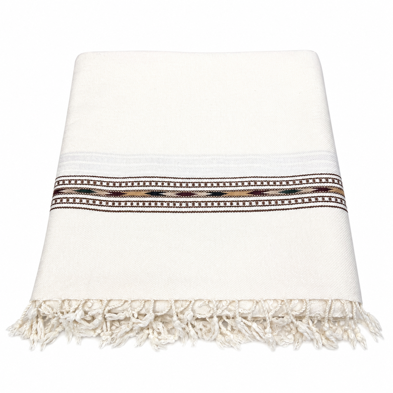 Off white warm winter shawl for men- Single border