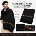 Black Australian Wool Shawl for Men – 100% Pure Wool -SH-20