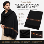 Black Australian Wool Shawl for Men – 100% Pure Wool -SH-20