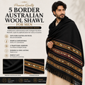Black 5 Border Australian Wool Shawl for Men – 100% Pure Wool-SH-21