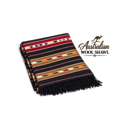 Black 5 Border Australian Wool Shawl for Men – 100% Pure Wool-SH-21