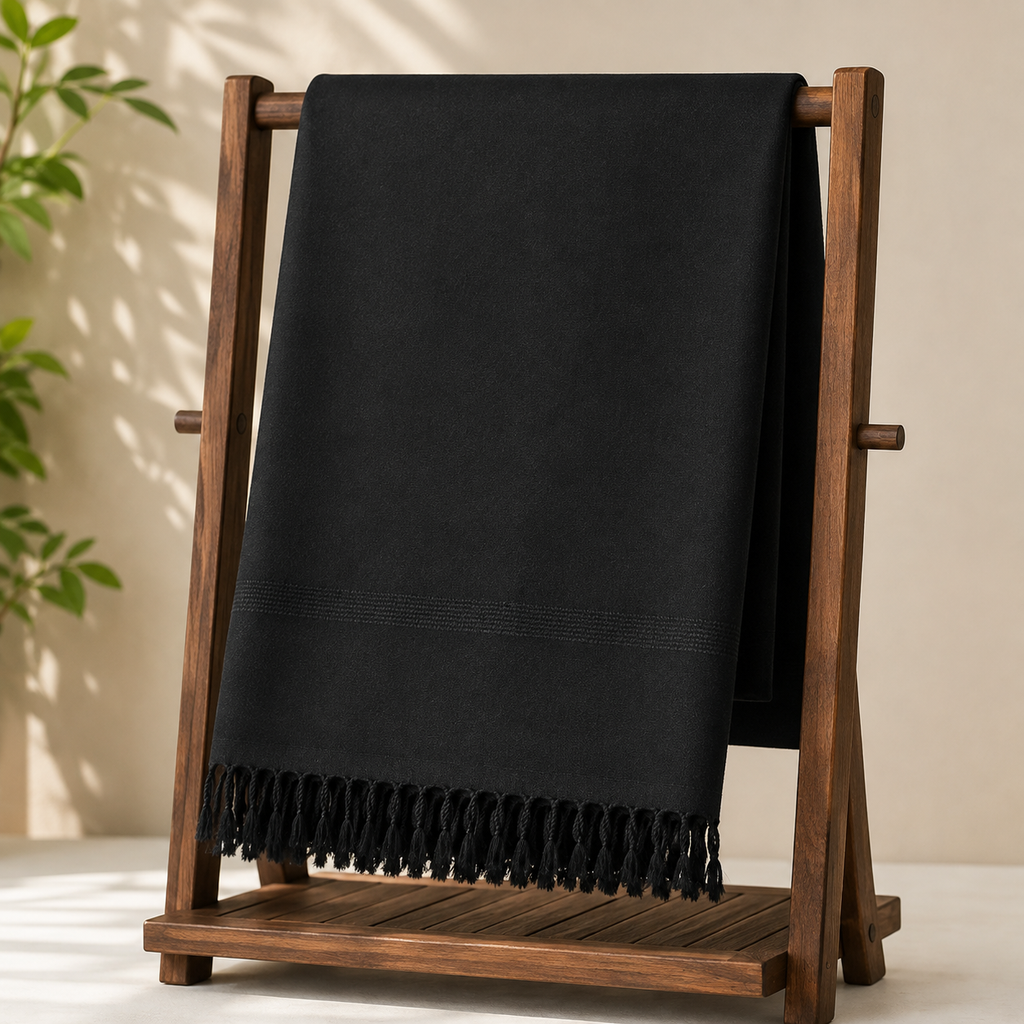 Premium Black Australian Wool Shawl for Men – Simple Border- SH-22