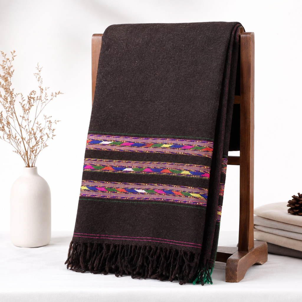 Premium Dark Brown Wool Shawl for Men Sharai Shawl - SH-23