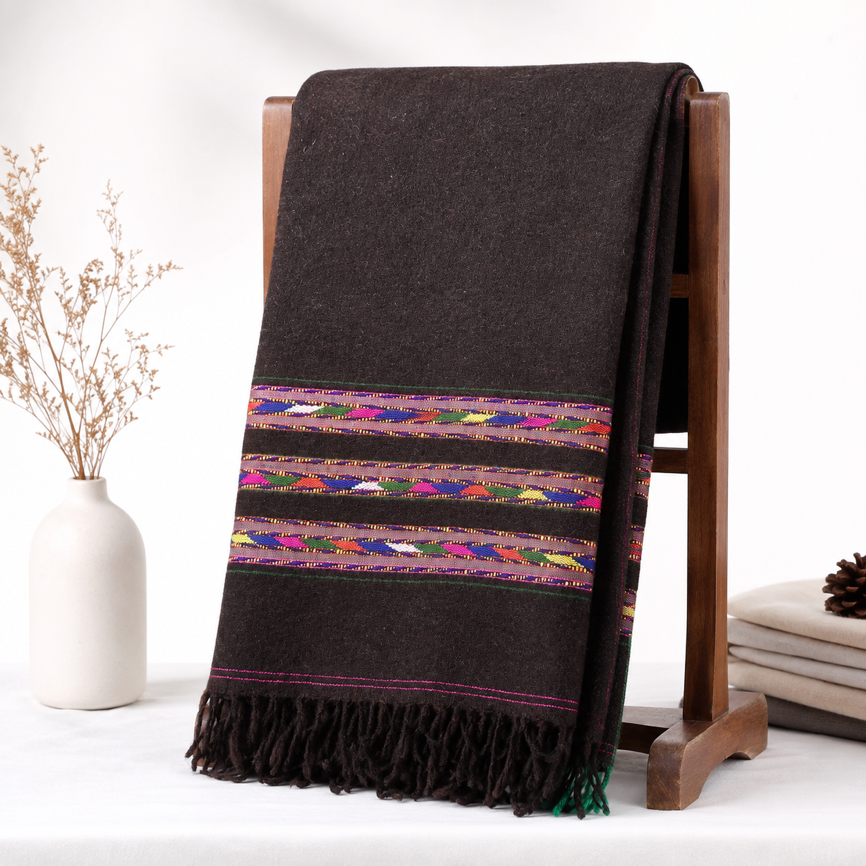 Premium Dark Brown Wool Shawl for Men Sharai Shawl - SH-23