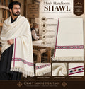 Men’s Off-White Lambswool Handloom Shawl – Soft Single Border Shawl SH-24