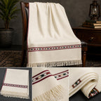 Men’s Off-White Lambswool Handloom Shawl – Soft Single Border Shawl SH-24