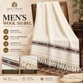 Off white woolen shawl for men single border