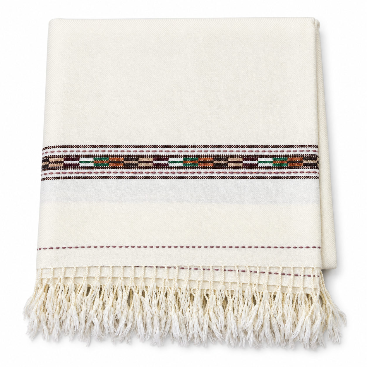 Off white woolen shawl for men single border