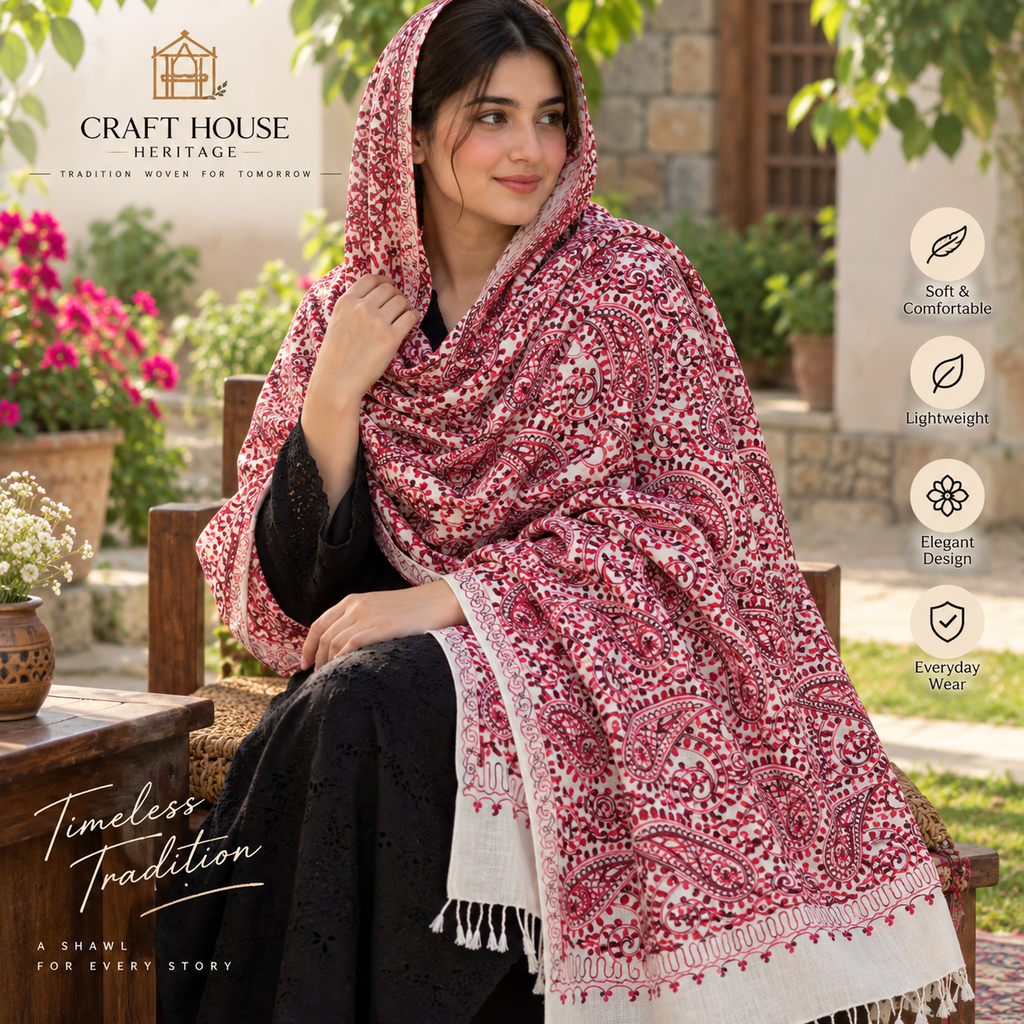 Handcrafted Kashmiri-Style  Shawl for Women