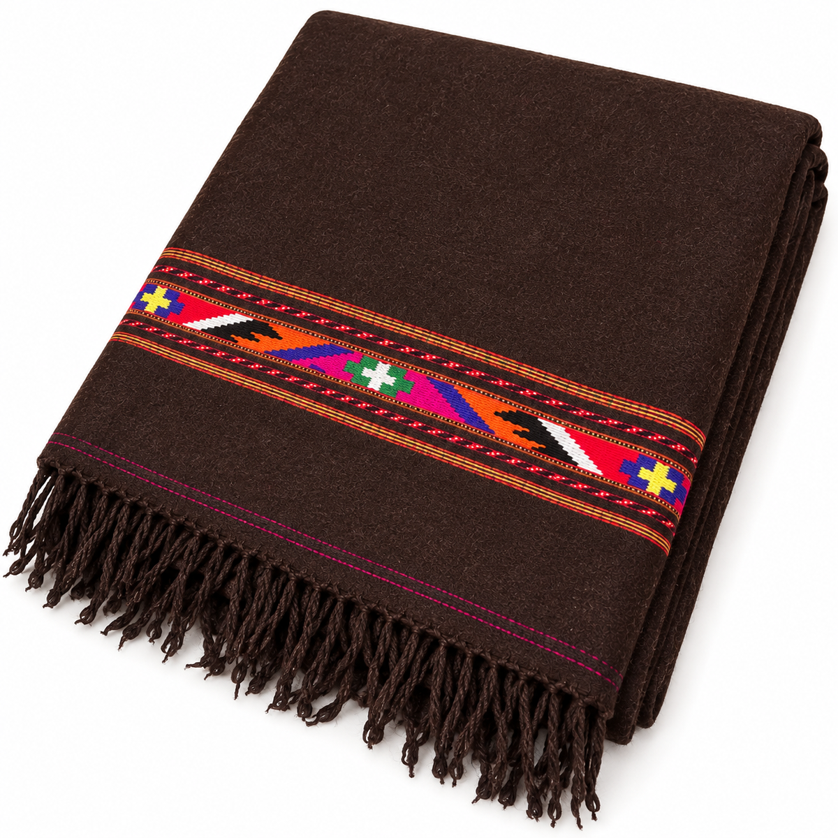 Premium Dark Brown Pashm Wool Shawl for Men – Traditional Single Border