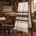 Handloom Sheep Wool Shawl (Sharai) for Men – Traditional Heritage Design - Off white
