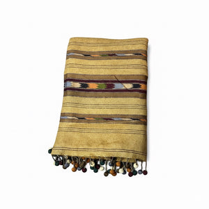 Handmade wadera style camel color tri border shawl for men