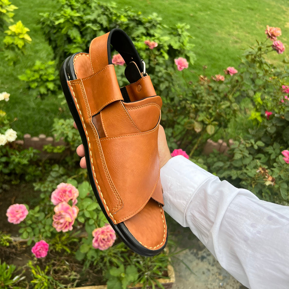 Handmade Peshawari chappal Latest Design - D4 Orange