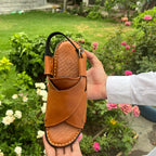 Handmade Peshawari chappal Latest Design - D4 Orange