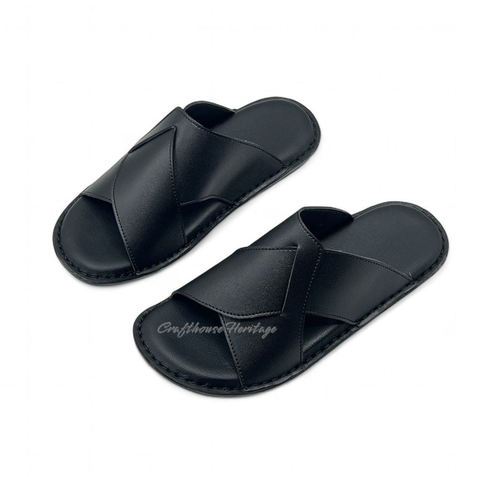 Handmade Slippers for Men in Black and Brown Color