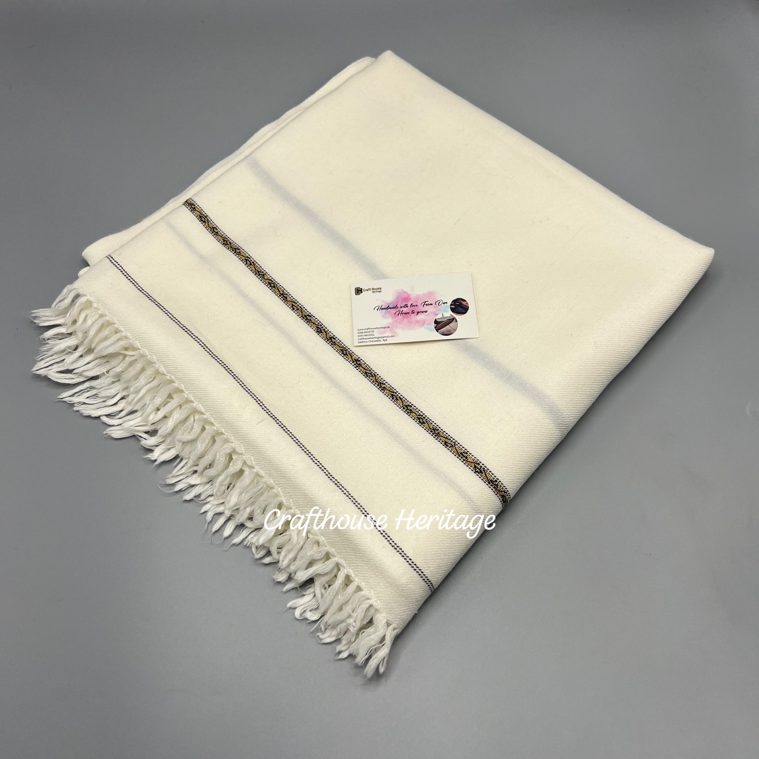 Swati woolen Shawl for Men - Off white