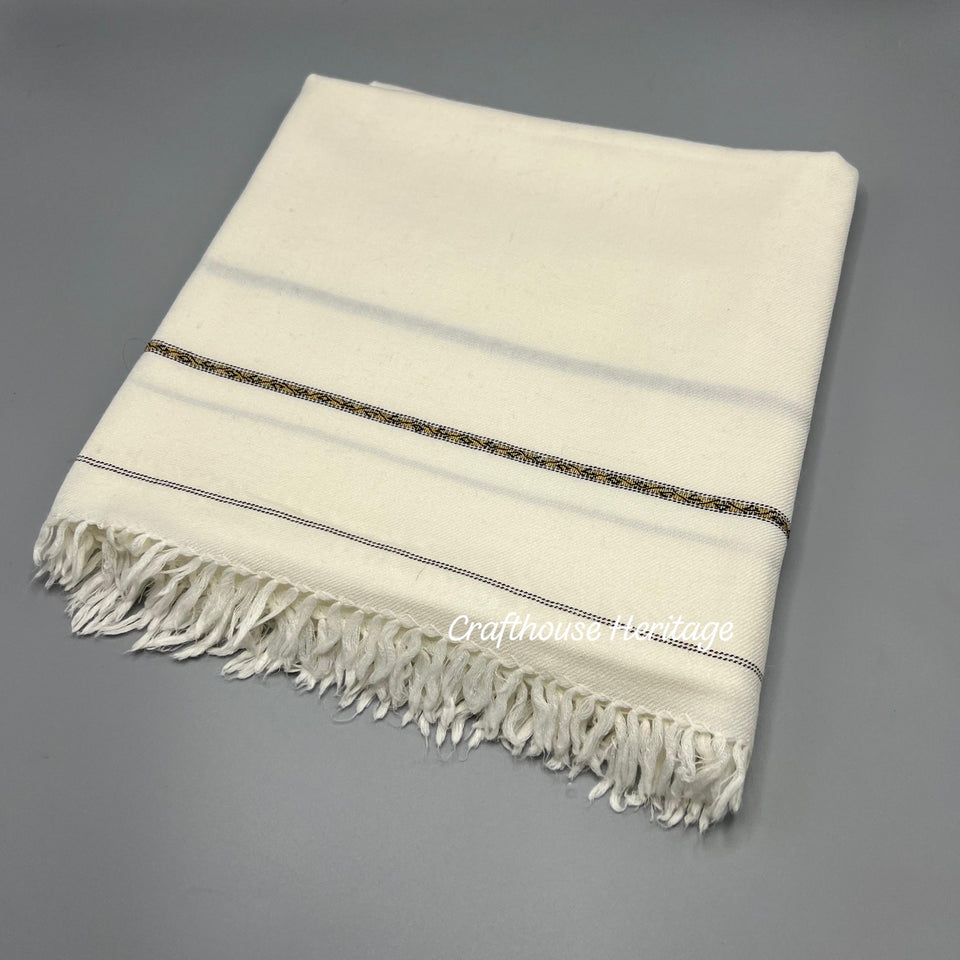 Swati woolen Shawl for Men - Off white