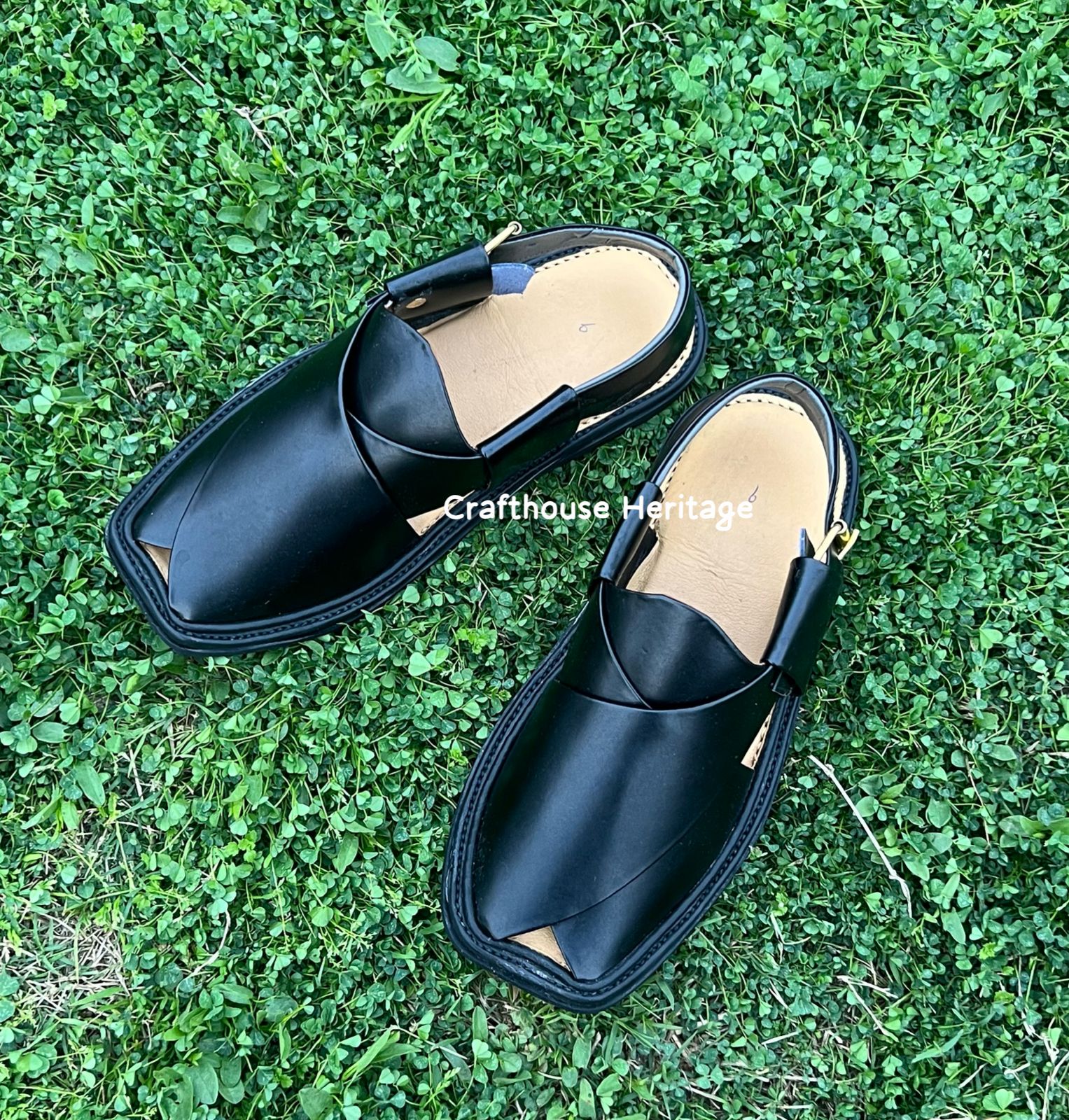 Smart Zalmi Peshawari Handstiched Chappal - Black