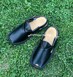 Smart Zalmi Peshawari Handstiched Chappal - Black