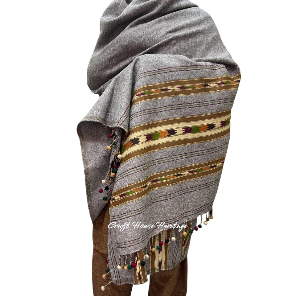 Handmade Wadera style 3 border  shawl for Men