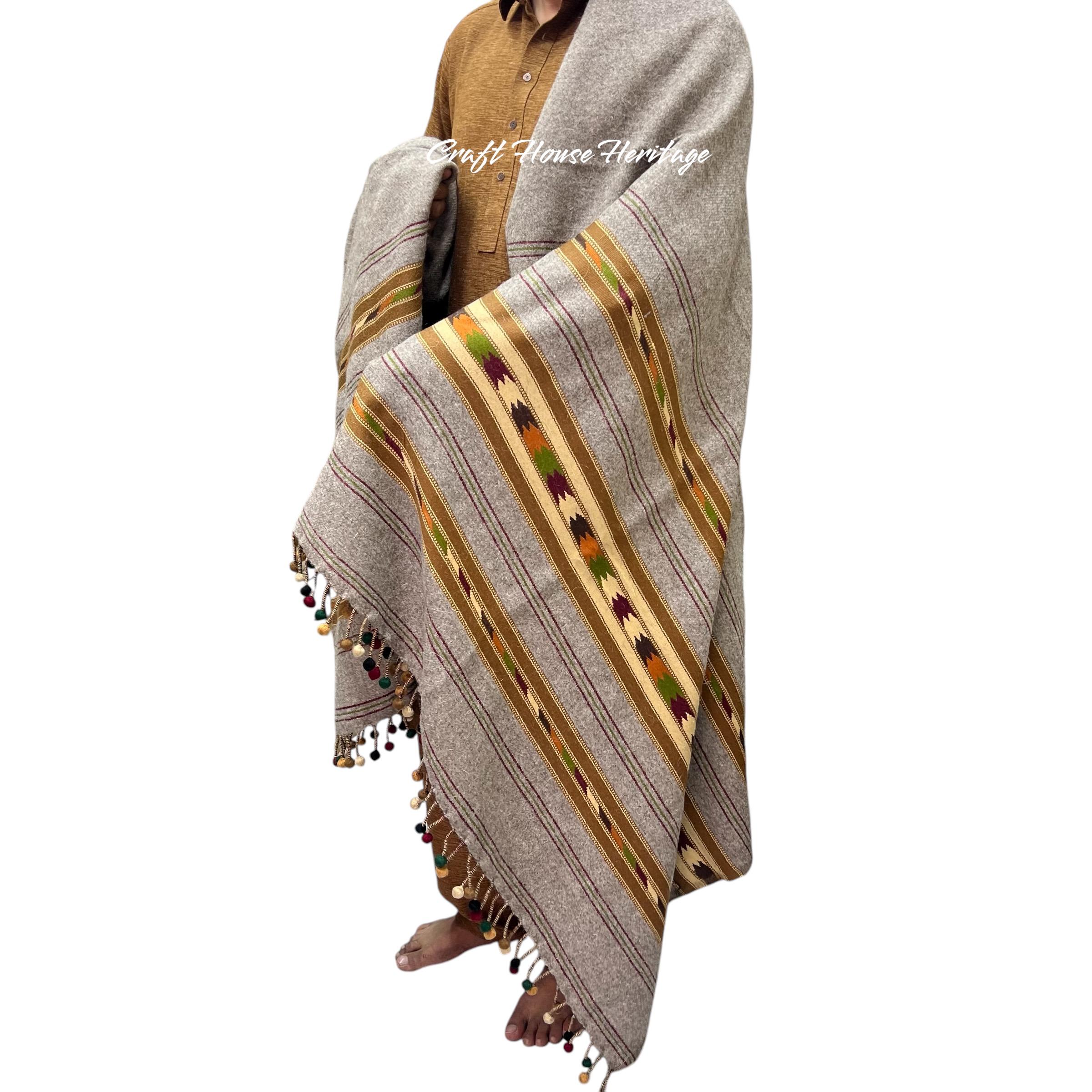Handmade Wadera style 3 border  shawl for Men