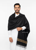 Handmade Pure Wool Shawl for Men – Soft & Warm Black Winter Shawl