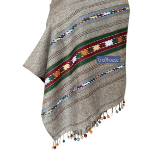 Handmade Wadera style 3 border shawl for Men balls design