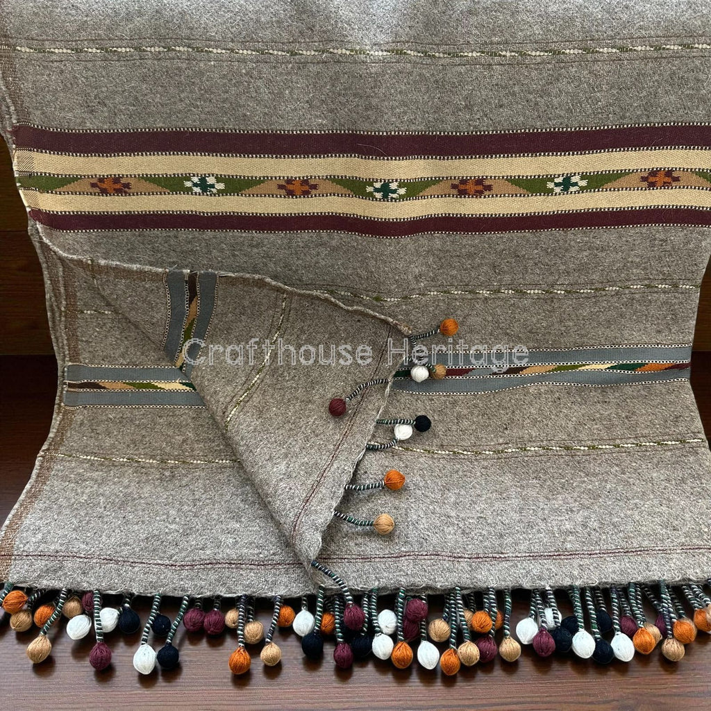 Handmade Wadera style 3 border shawl for Men balls design Shawl Design 3