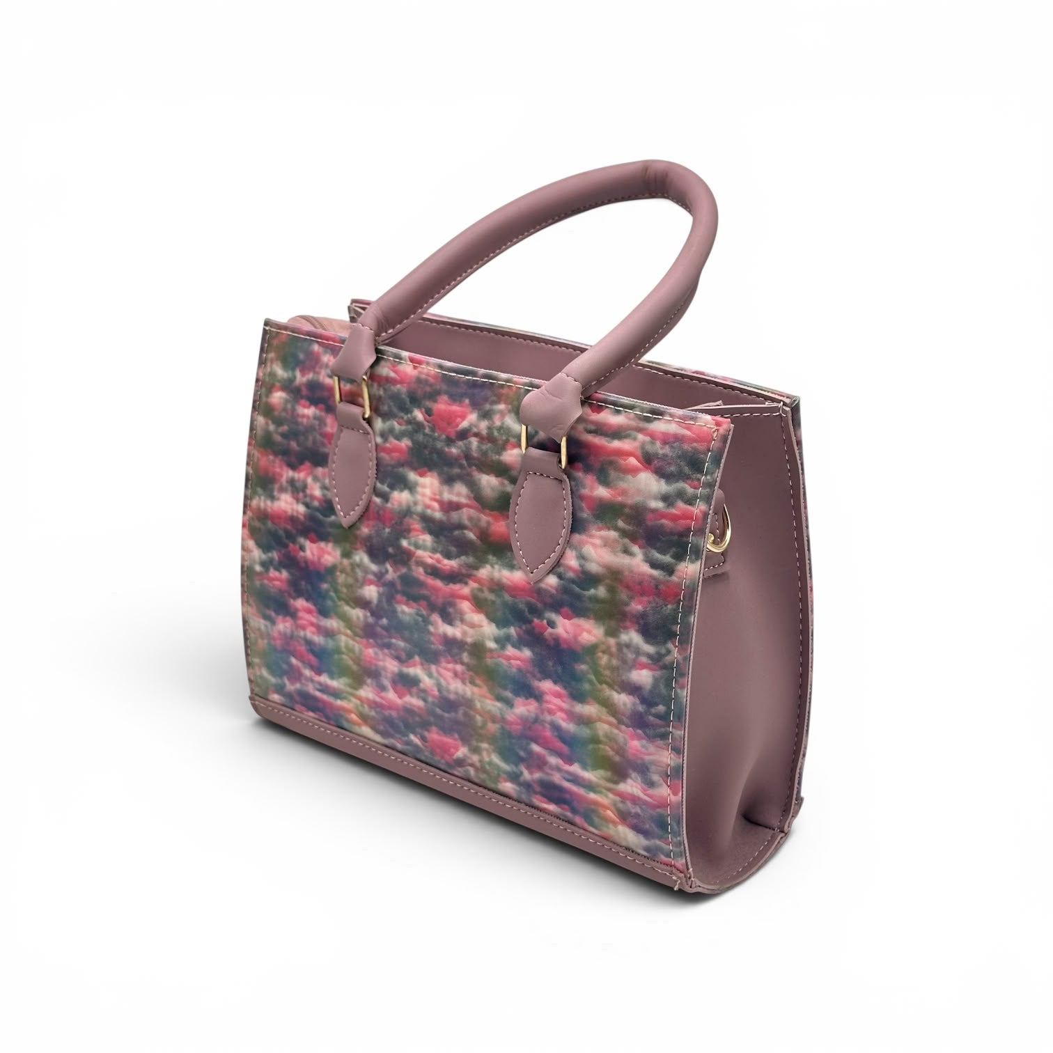 Cloud Blossom Tote Bag for Women – Elegant Printed Handbag with Zipper Closure