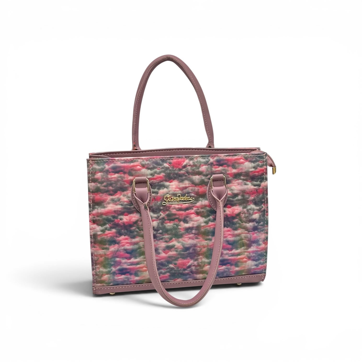 Cloud Blossom Tote Bag for Women – Elegant Printed Handbag with Zipper Closure
