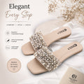 Handmade Pearl & Crystal Embellished Women's Flat Slippers