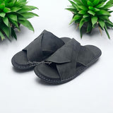 Handmade Soft Sole Grey Slippers for Men – Diabetic-Friendly with Anti-Slip Rubber Sole